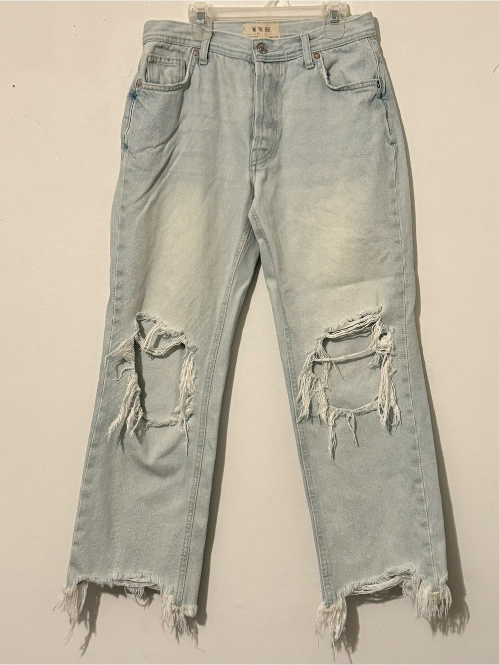 We The Free Free People Distressed Straight Leg Jeans Light Wash Size 27